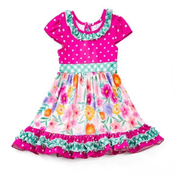 Boutique Floral Sleeveless Ruffle Dress Easter - Picture 1 of 6